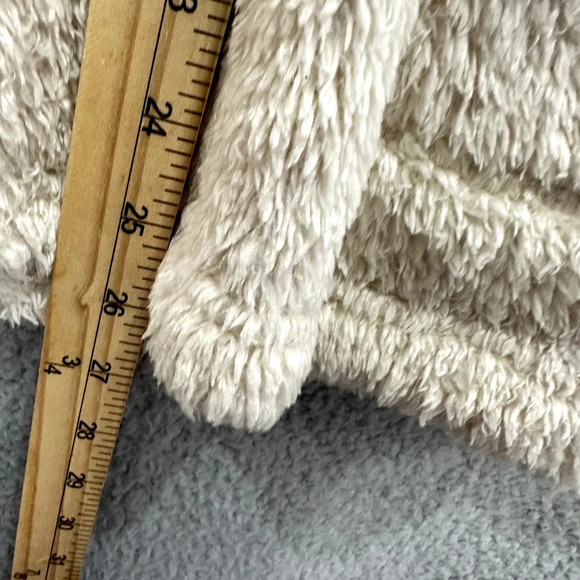 Eddie Bauer sherpa fleece pullover sweatshirt women Large ivory snap collar cozy - Picture 4 of 9